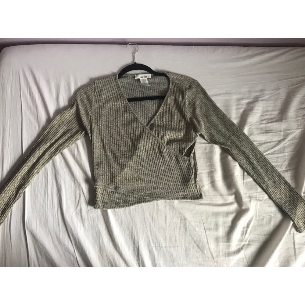 Gold shimmer long sleeve crop top